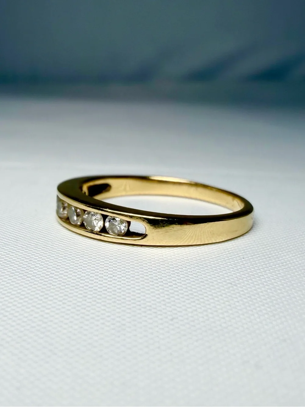 Diamond Wedding Band Size 7 Solid 14k Yellow Gold Channel Set Graduated